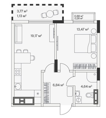 Продам однокомнатную (1-комн.) , 2-й Портовый пер, 4, Малое Исаково п