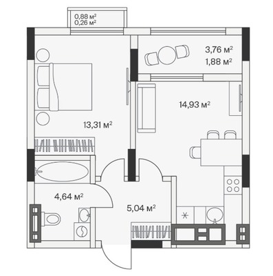 Продам однокомнатную (1-комн.) , 2-й Портовый пер, 4, Малое Исаково п