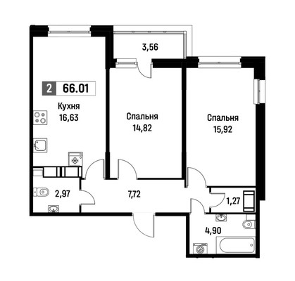 Продам двухкомнатную (2-комн.) квартиру, Ручьевский пр-кт, 1к24, Мурино п