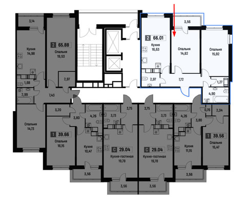 Продам двухкомнатную (2-комн.) квартиру, Ручьевский пр-кт, 1к24, Мурино п