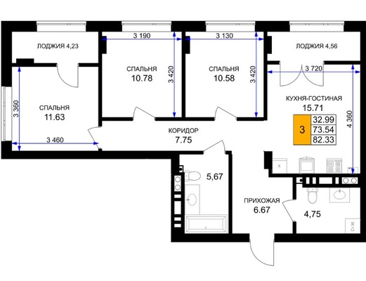 Продам трехкомнатную (3-комн.) , Героя России Катериничева ул, з/у21, Гурьевск г