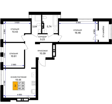 Продам трехкомнатную (3-комн.) , Героя России Катериничева ул, з/у21, Гурьевск г