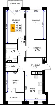 Продам трехкомнатную (3-комн.) , Героя России Катериничева ул, з/у21, Гурьевск г