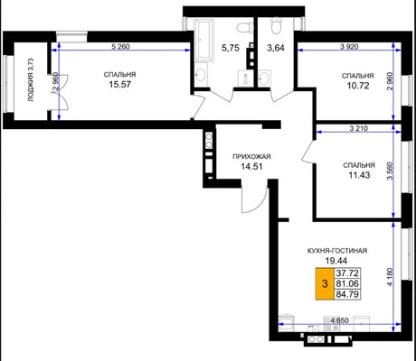 Продам трехкомнатную (3-комн.) , Героя России Катериничева ул, з/у23, Гурьевск г