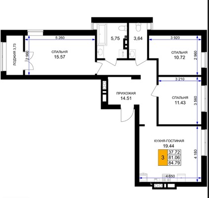 Продам трехкомнатную (3-комн.) , Героя России Катериничева ул, з/у23, Гурьевск г