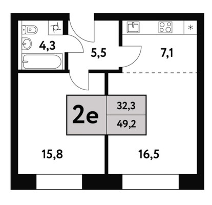 Продам однокомнатную (1-комн.) квартиру, Фестивальная ул, 15к4, Москва г
