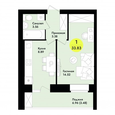 Продам однокомнатную (1-комн.) квартиру, Мира ул, 8, Йошкар-Ола г