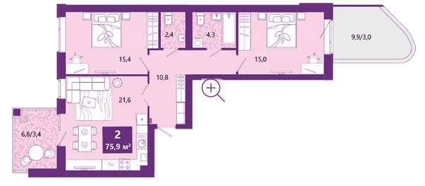 Продам двухкомнатную (2-комн.) , Ключевая ул, 27вк1, Калининград г