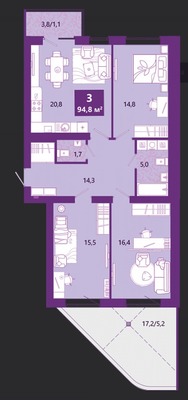 Продам трехкомнатную (3-комн.) , Ключевая ул, 27вк1, Калининград г