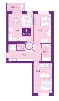 Продам двухкомнатную (2-комн.) , Ключевая ул, 27вк1, Калининград г