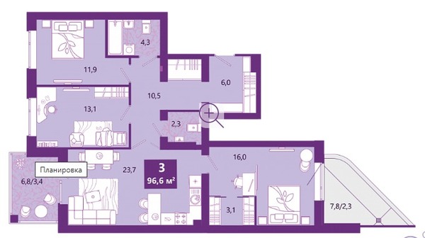 Продам трехкомнатную (3-комн.) , Ключевая ул, 27вк1, Калининград г