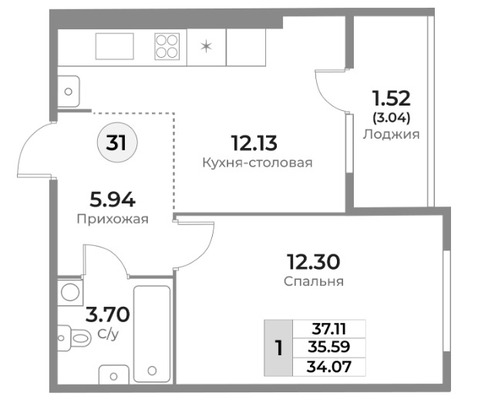 Продам однокомнатную (1-комн.) квартиру (долевое), Пригородная ул, 18, Калининград г