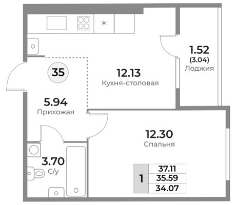 Продам однокомнатную (1-комн.) квартиру (долевое), Пригородная ул, 18, Калининград г