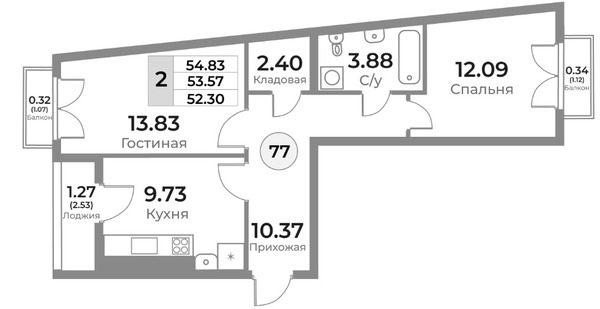 Продам двухкомнатную (2-комн.) квартиру (долевое), Пригородная ул, 18, Калининград г