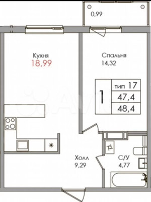 Продам однокомнатную (1-комн.) квартиру, Мира ул, 9, Старая д