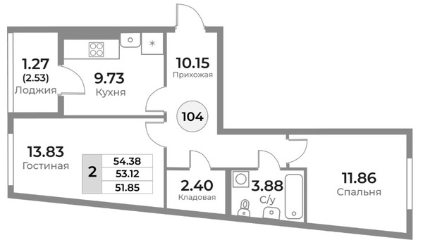 Продам двухкомнатную (2-комн.) квартиру (долевое), Пригородная ул, 18, Калининград г