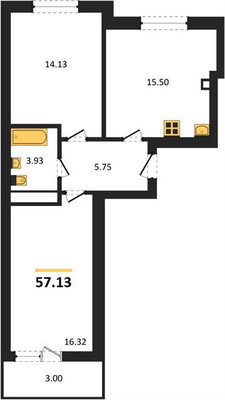 Продам двухкомнатную (2-комн.) квартиру, Понартская ул, 12к6, Калининград г