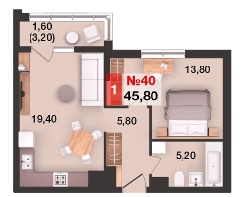 Продам однокомнатную (1-комн.) квартиру (долевое), Елизаветинская ул, 47, Калининград г