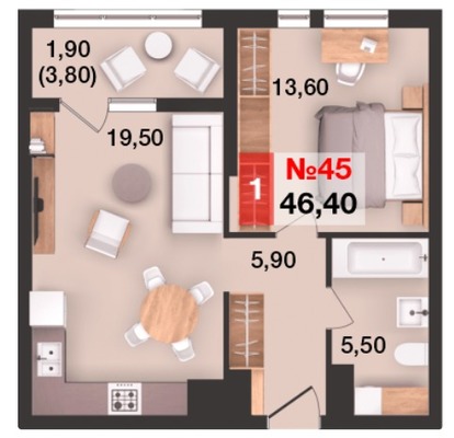 Продам однокомнатную (1-комн.) квартиру (долевое), Елизаветинская ул, 47, Калининград г