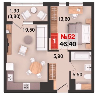 Продам однокомнатную (1-комн.) квартиру (долевое), Елизаветинская ул, 47, Калининград г