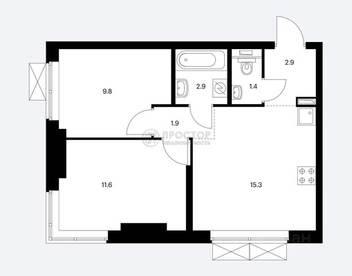 Продам двухкомнатную (2-комн.) квартиру, Стройкомбината проезд, 1, Москва г