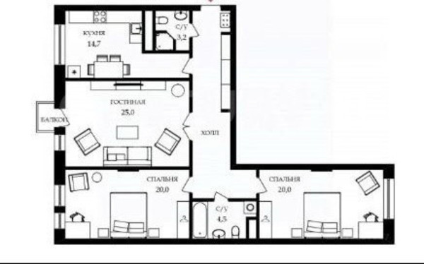 Продам трехкомнатную (3-комн.) квартиру, Боровское ш, 2Ак4, Москва г