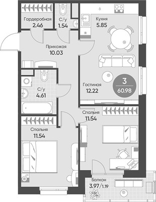 Продам трехкомнатную (3-комн.) квартиру, Гаврилова ул, 7кк2, Казань г