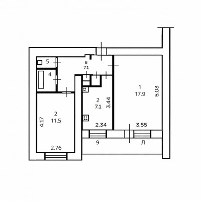 Продам двухкомнатную (2-комн.) квартиру, Полевая ул, 10, Латышская д