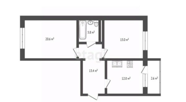 Продам двухкомнатную (2-комн.) квартиру, Ледовая ул, 19, Ханты-Мансийск г