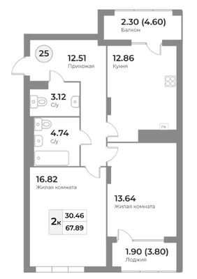 Продам двухкомнатную (2-комн.) квартиру (долевое), Портовая ул, Калининград г