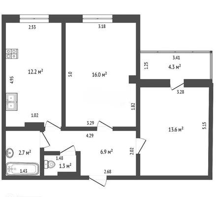 Продам двухкомнатную (2-комн.) квартиру, Строителей ул, 100, Ханты-Мансийск г