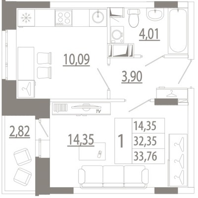 Продам однокомнатную (1-комн.) квартиру, Омская ул, 1, Внуковское п