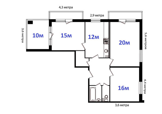 Продам трехкомнатную (3-комн.) квартиру, Охтинская аллея, 8, Мурино п