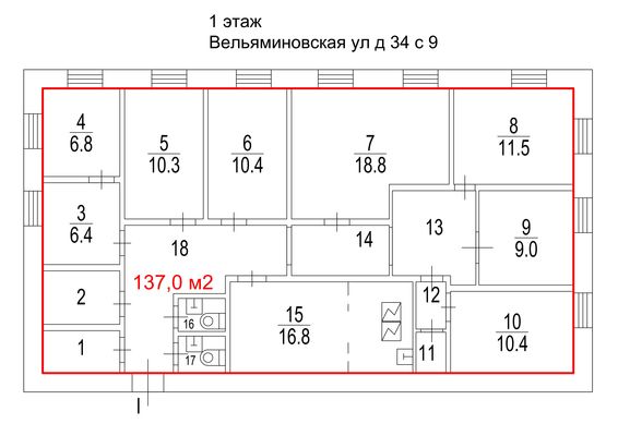 Сдам коммерческое помещение 971,7 м2, Вельяминовская ул, 34с7, Москва г