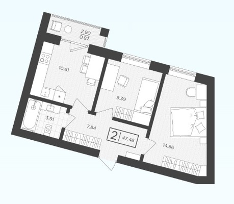 Продам двухкомнатную (2-комн.) , Октябрьская ул, 12, Пионерский г