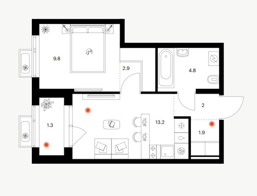 Продам однокомнатную (1-комн.) квартиру (долевое), Генерала Ерина ул, 5, Казань г