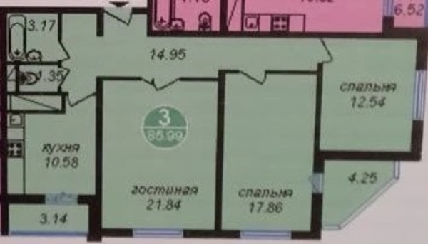 Продам трехкомнатную (3-комн.) квартиру, Скачкова ул, 64, Ростов-на-Дону г