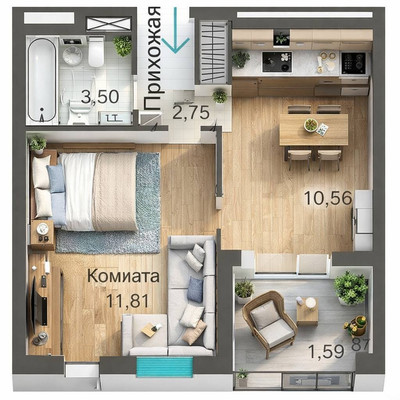 Продам однокомнатную (1-комн.) квартиру, Никанорова ул, 1к8, Симферополь г