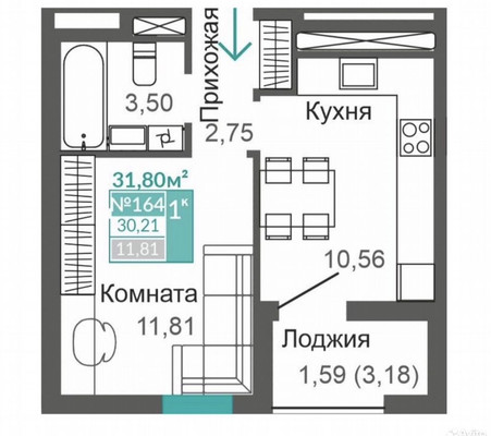 Продам однокомнатную (1-комн.) квартиру, Никанорова ул, 1к8, Симферополь г
