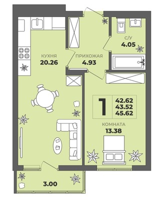 Продам однокомнатную (1-комн.) квартиру (долевое), Генерала Толстикова ул, 36а, Калининград г
