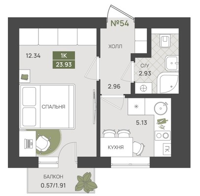 Продам однокомнатную (1-комн.) квартиру (долевое), Байдукова ул, 2, Гурьевск г