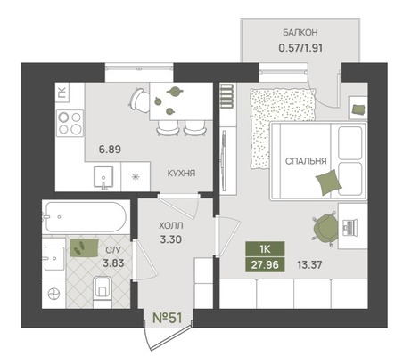 Продам однокомнатную (1-комн.) квартиру (долевое), Байдукова ул, 2, Гурьевск г