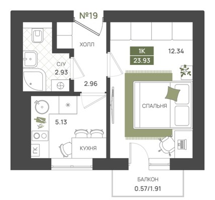 Продам однокомнатную (1-комн.) квартиру (долевое), Байдукова ул, 2, Гурьевск г