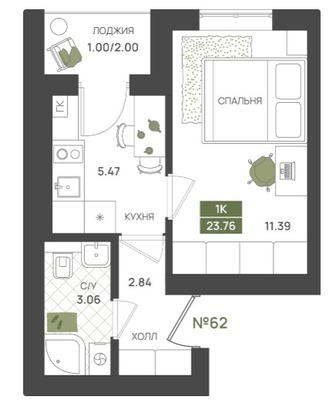 Продам однокомнатную (1-комн.) квартиру (долевое), Байдукова ул, 2, Гурьевск г