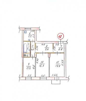Продам трехкомнатную (3-комн.) квартиру, Севастопольская ул, 68, Симферополь г