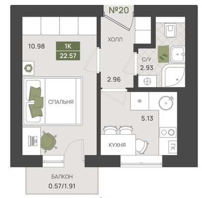Продам однокомнатную (1-комн.) квартиру (долевое), Байдукова ул, 3, Гурьевск г