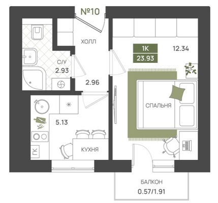 Продам однокомнатную (1-комн.) квартиру (долевое), Байдукова ул, 3, Гурьевск г