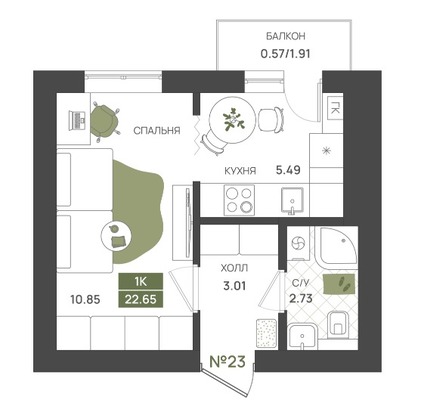 Продам однокомнатную (1-комн.) квартиру (долевое), Байдукова ул, 3, Гурьевск г
