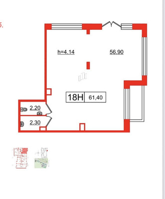 Продам коммерческое помещение 61,4 м2, Будённого пр-кт, 15к1, Санкт-Петербург г
