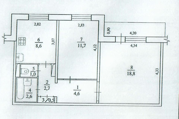 Продам двухкомнатную (2-комн.) квартиру, 1-й Микрорайон ул, 47, Эльбан рп